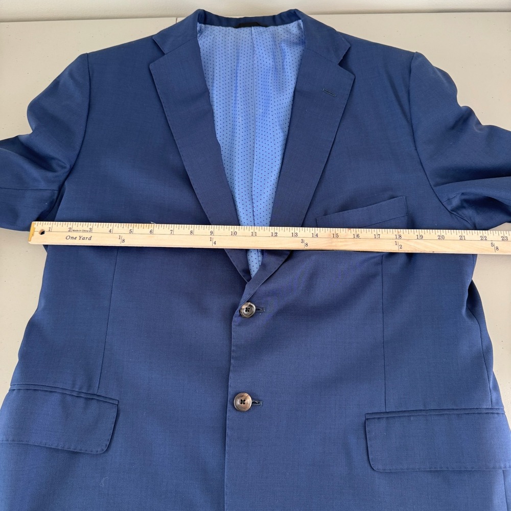 Navy Blue 2 Piece Suit Mens 44R 40W Two Button Business Professional Classic - Picture 15 of 16